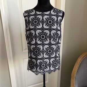 Banana Republic Black and White Floral Lace Blouse